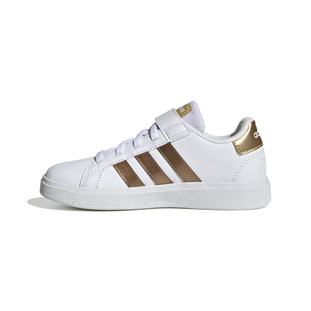 Sneakers bianche da bambina con strisce oro adidas Grand Court 2.0 El K