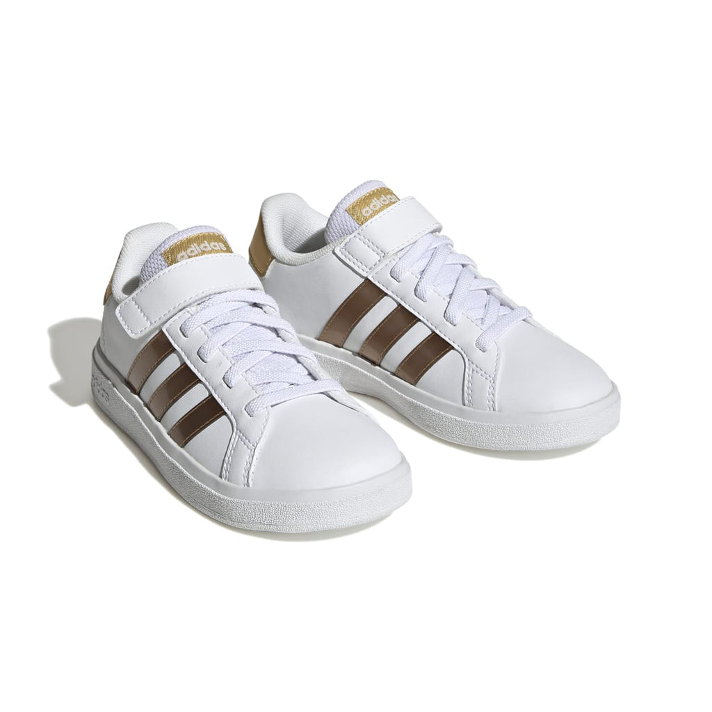 Sneakers bianche da bambina con strisce oro adidas Grand Court 2.0 El K