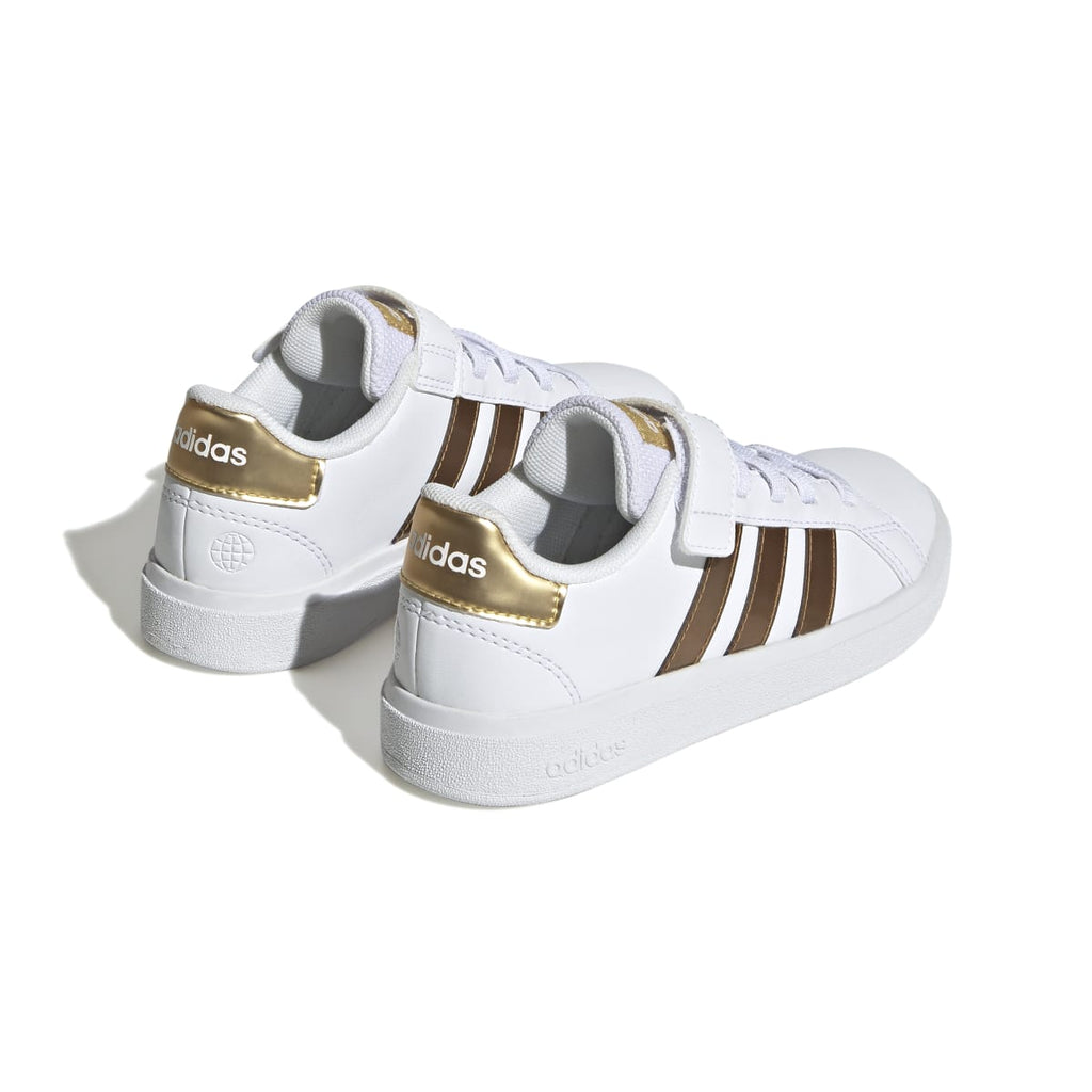 Sneakers bianche da bambina con strisce oro adidas Grand Court 2.0 El K