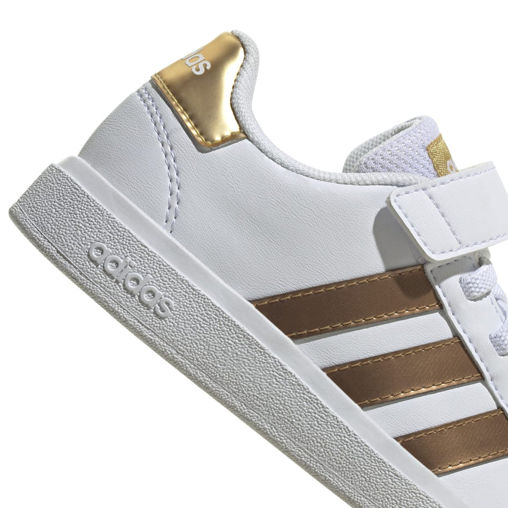 Sneakers bianche da bambina con strisce oro adidas Grand Court 2.0 El K