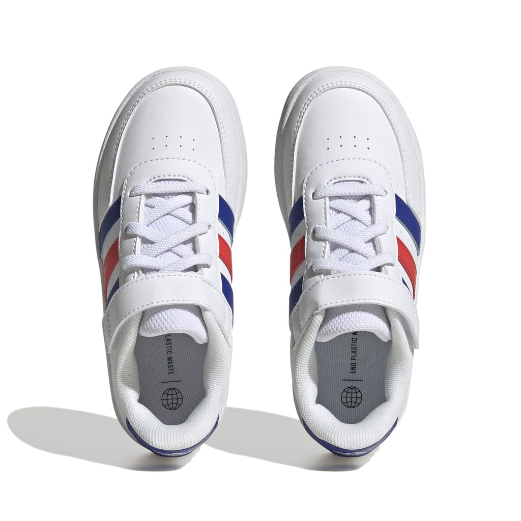 Sneakers bianche da bambino con strisce blu e rosse adidas Breaknet 2.0 EL K