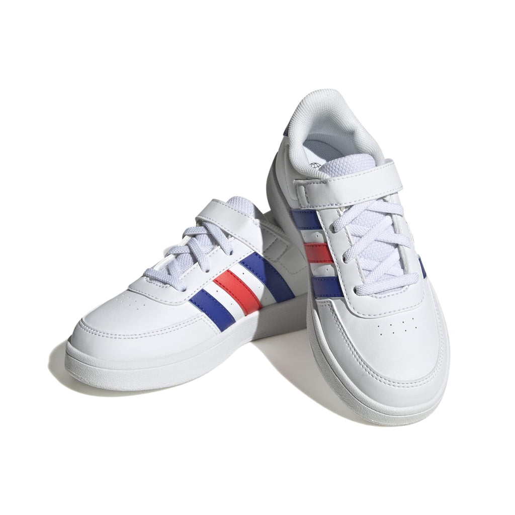 Sneakers bianche da bambino con strisce blu e rosse adidas Breaknet 2.0 EL K