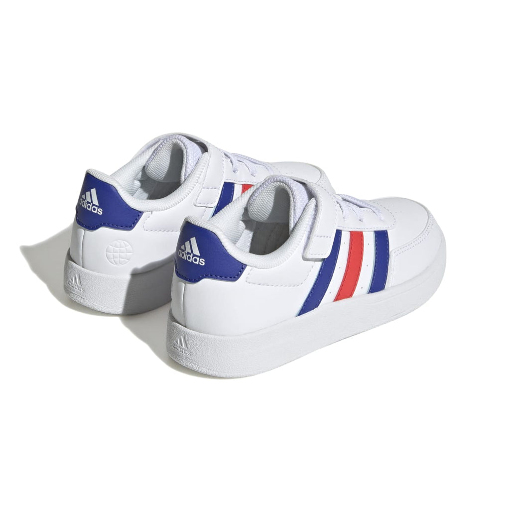 Sneakers bianche da bambino con strisce blu e rosse adidas Breaknet 2.0 EL K
