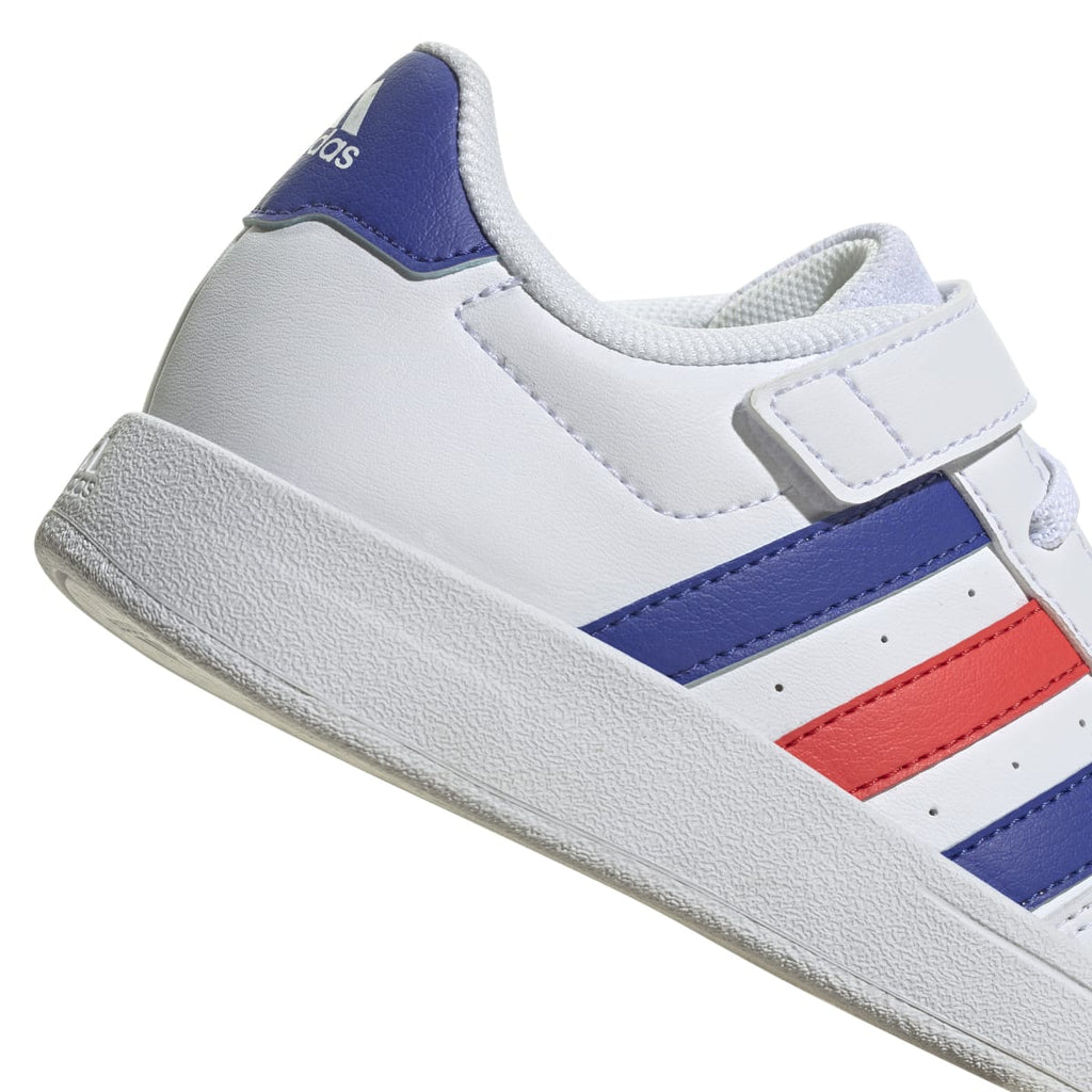 Sneakers bianche da bambino con strisce blu e rosse adidas Breaknet 2.0 EL K