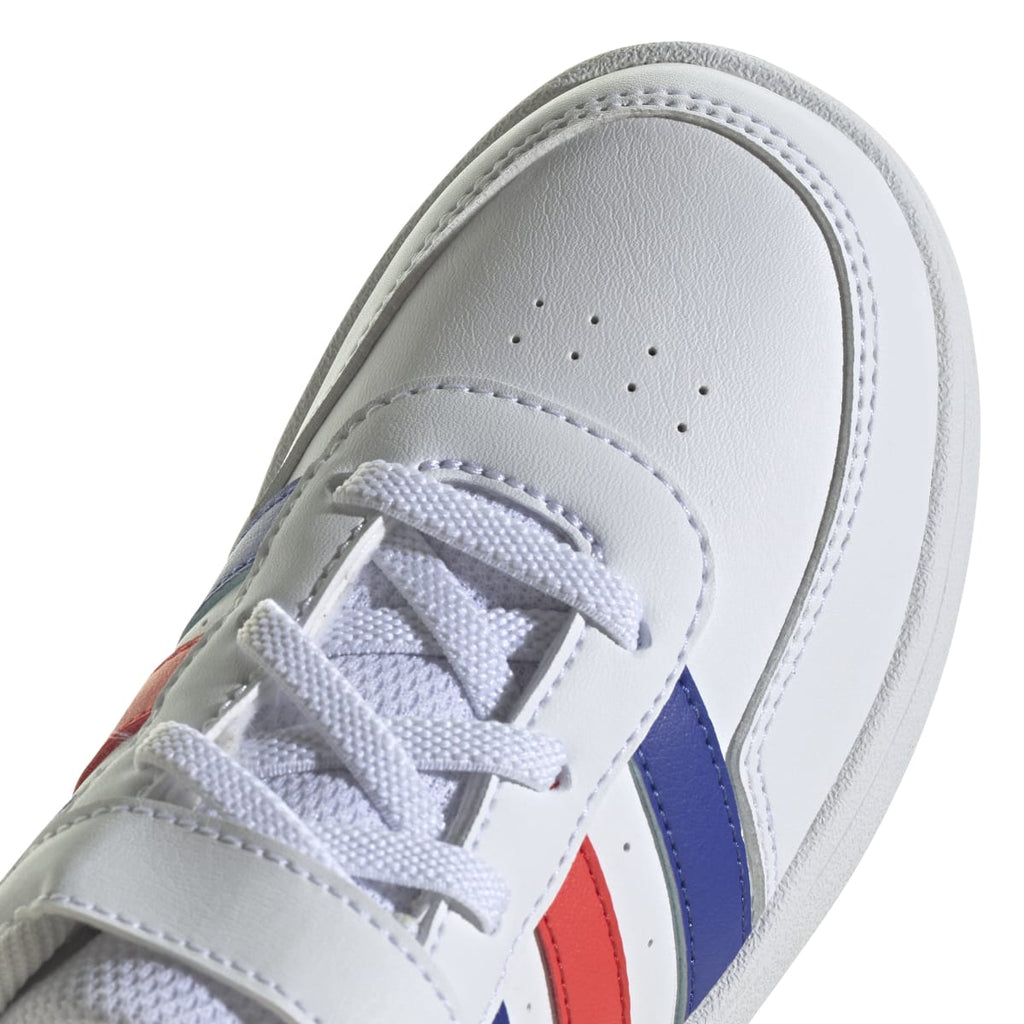 Sneakers bianche da bambino con strisce blu e rosse adidas Breaknet 2.0 EL K