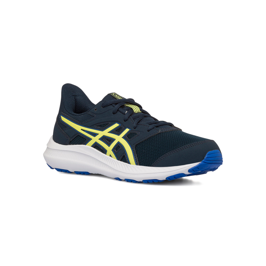 Scarpe da ginnastica blu da ragazzo con logo giallo Asics Jolt 4 GS