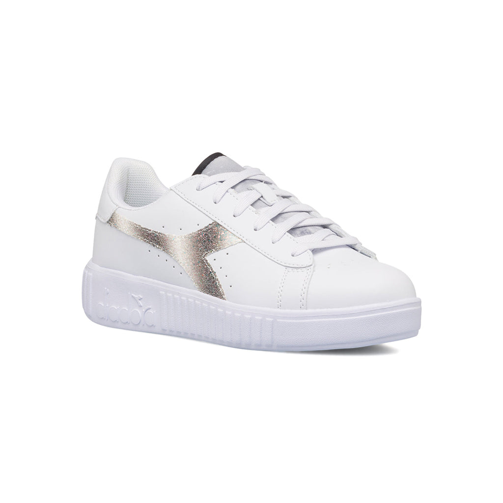 Sneakers bianche da ragazza con logo glitterato Diadora Game Step Glow Gs