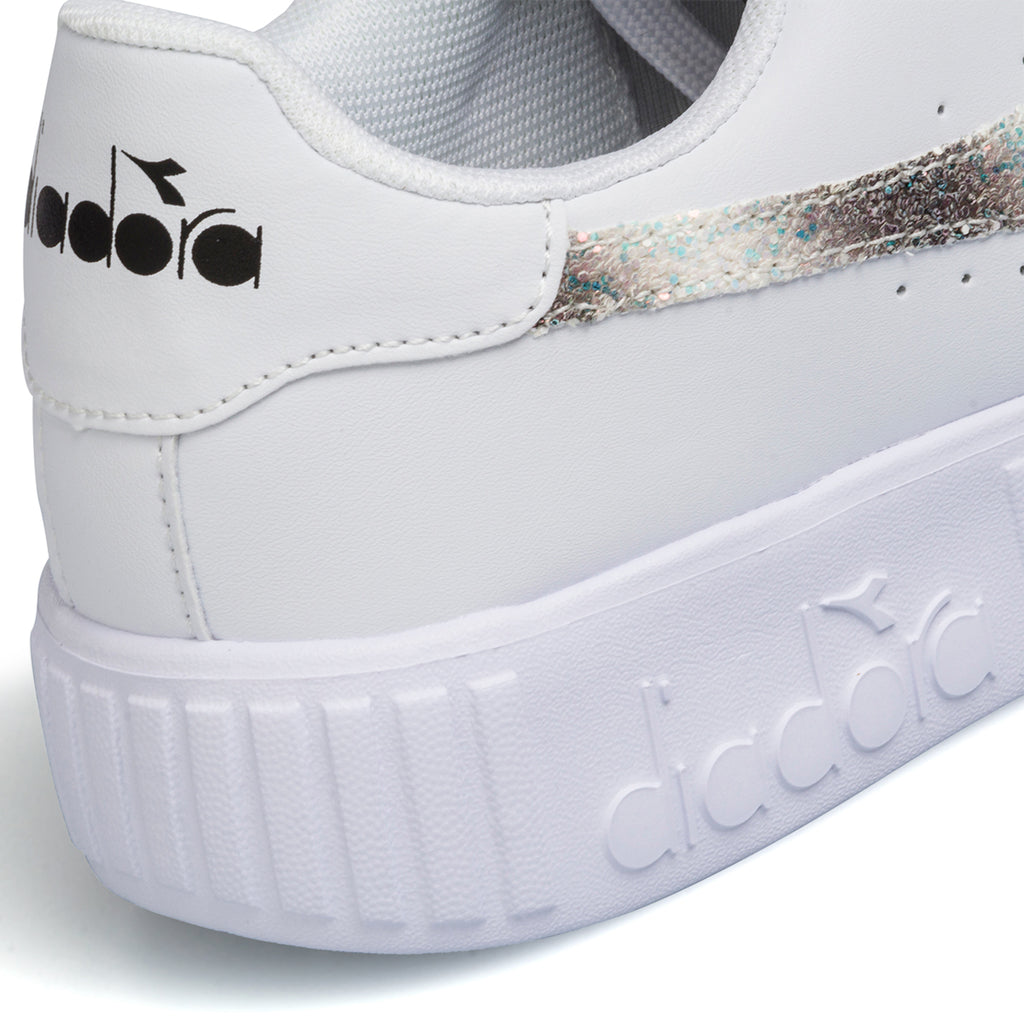 Sneakers bianche da ragazza con logo glitterato Diadora Game Step Glow Gs