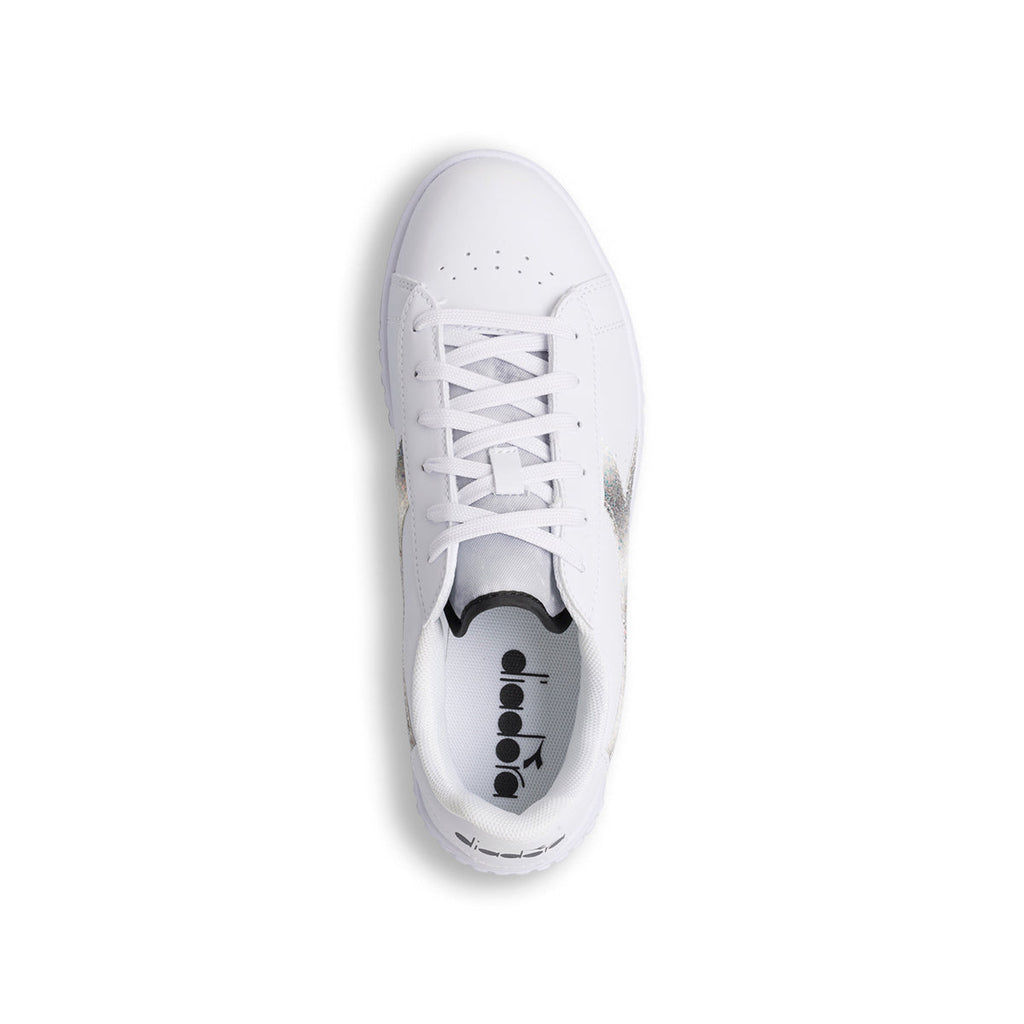 Sneakers bianche da ragazza con logo glitterato Diadora Game Step Glow Gs