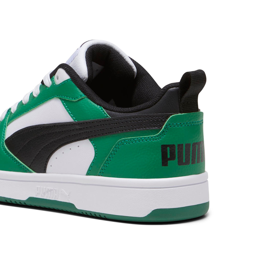 Sneakers bianche, verdi e nere da ragazzo Puma Rebound V6 Lo Jr