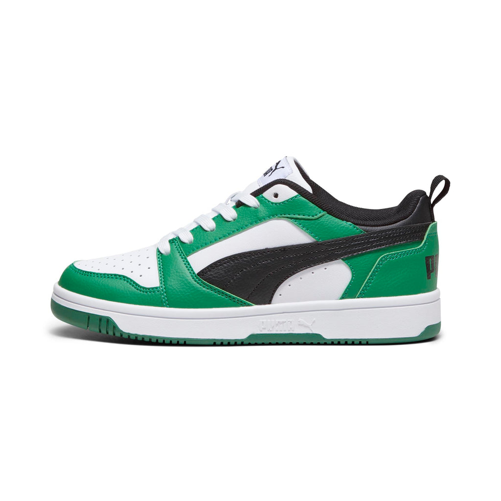 Sneakers bianche, verdi e nere da ragazzo Puma Rebound V6 Lo Jr