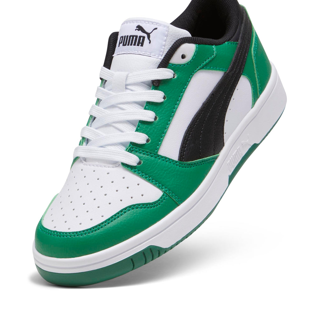 Sneakers bianche, verdi e nere da ragazzo Puma Rebound V6 Lo Jr