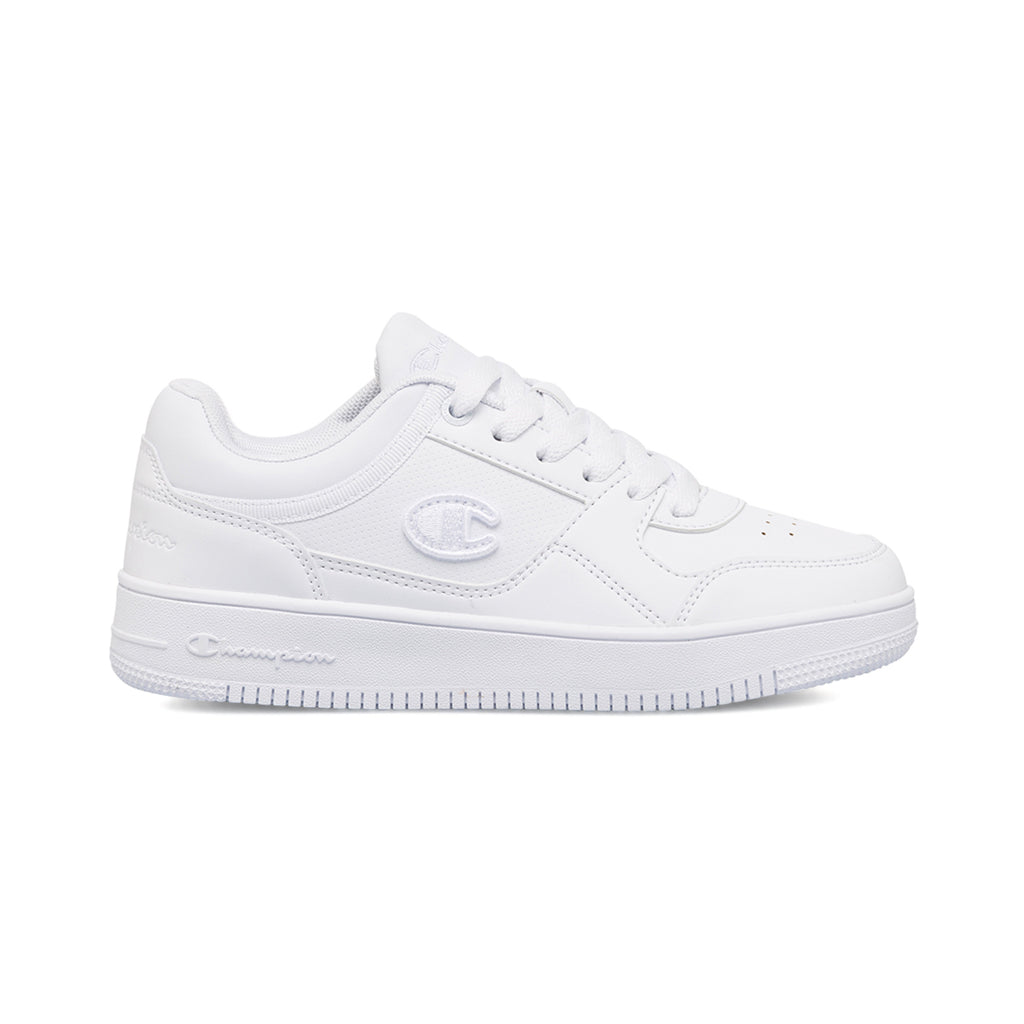 Sneakers bianche da ragazzo con logo laterale Champion Rebound Low B GS