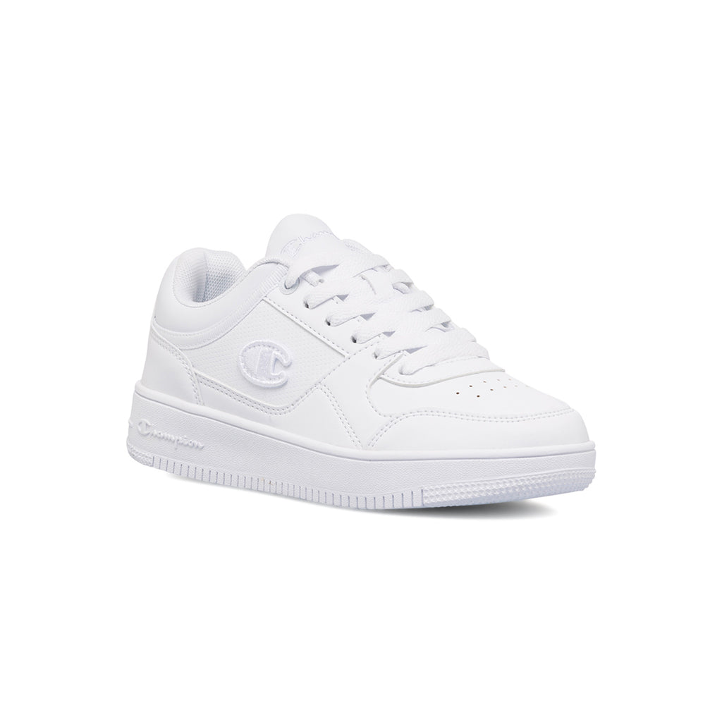 Sneakers bianche da ragazzo con logo laterale Champion Rebound Low B GS