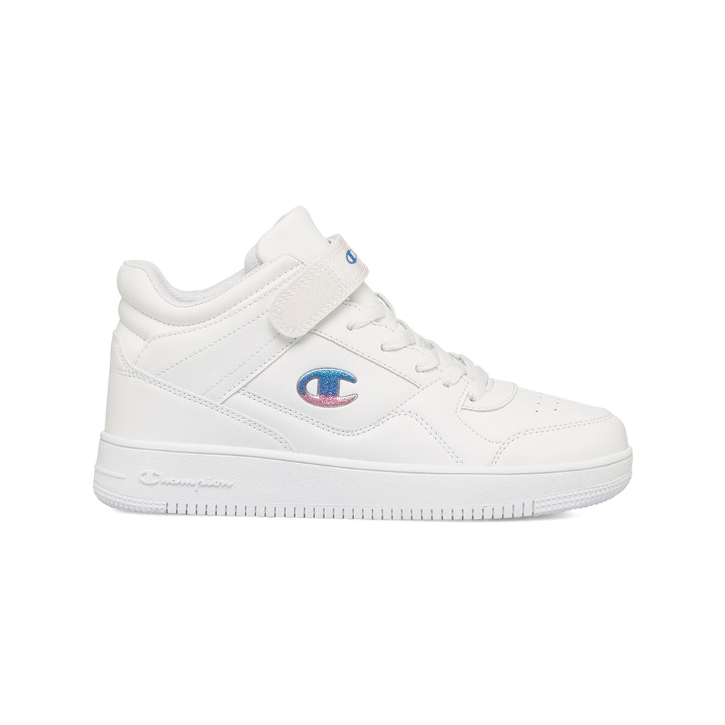 Sneakers alte bianche da ragazza con logo glitterato Champion Rebound Mid G GS