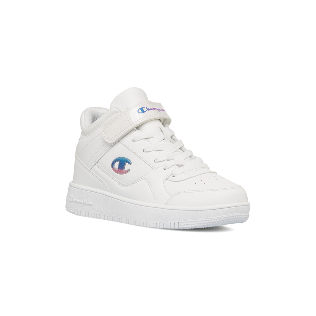 Sneakers alte bianche da ragazza con logo glitterato Champion Rebound Mid G GS