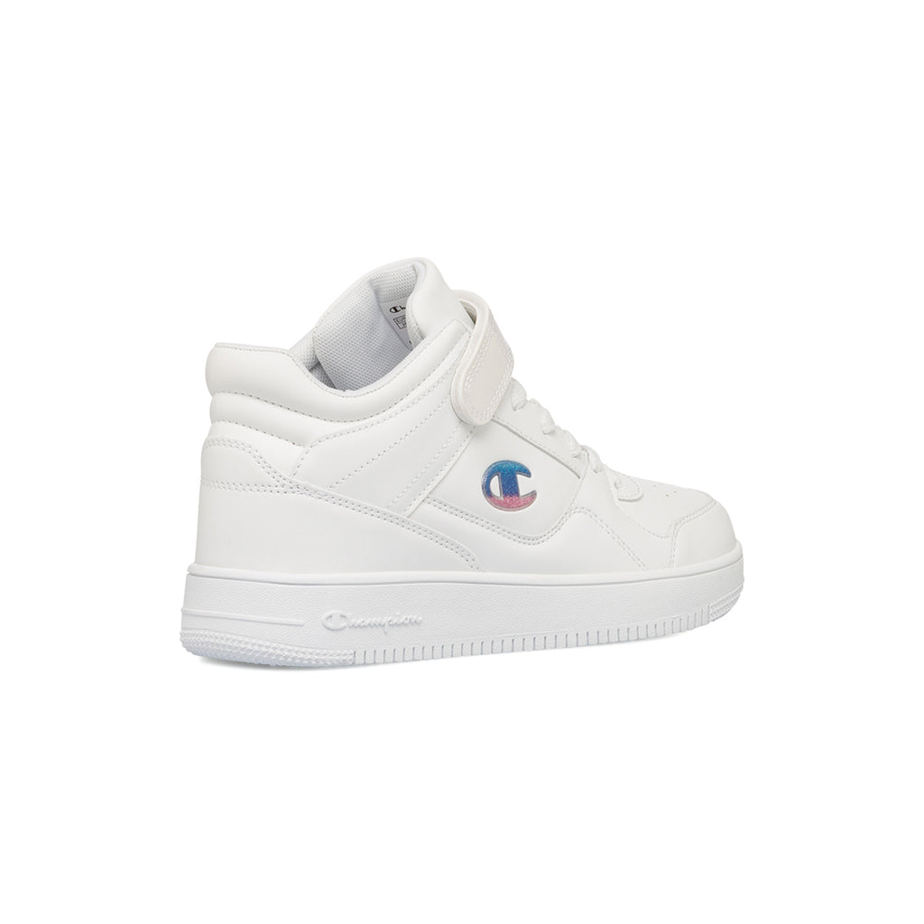 Sneakers alte bianche da ragazza con logo glitterato Champion Rebound Mid G GS