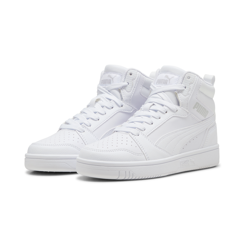 Sneakers alte bianche da ragazzo Puma Rebound v6 Mid Jr