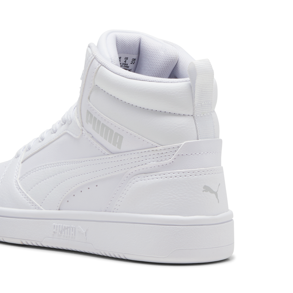 Sneakers alte bianche da ragazzo Puma Rebound v6 Mid Jr
