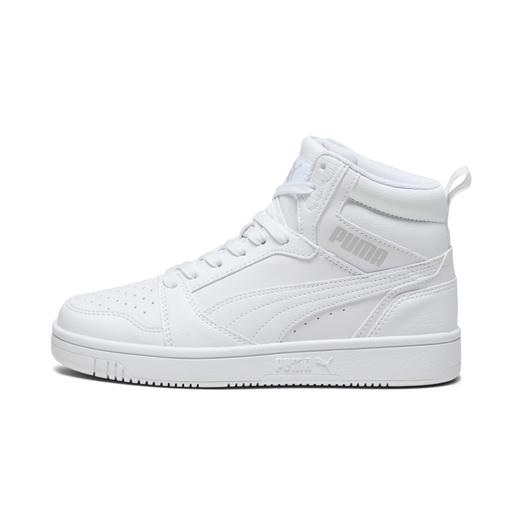 Sneakers alte bianche da ragazzo Puma Rebound v6 Mid Jr