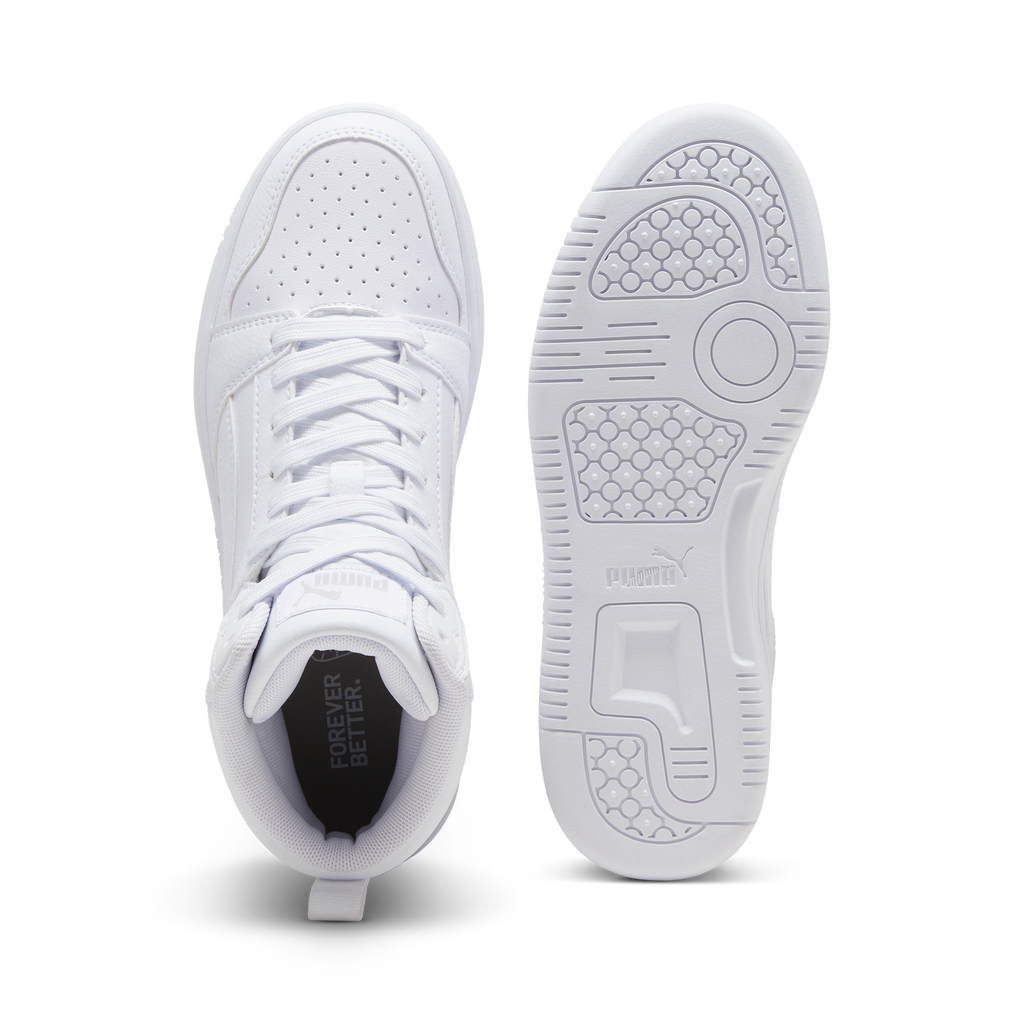 Sneakers alte bianche da ragazzo Puma Rebound v6 Mid Jr