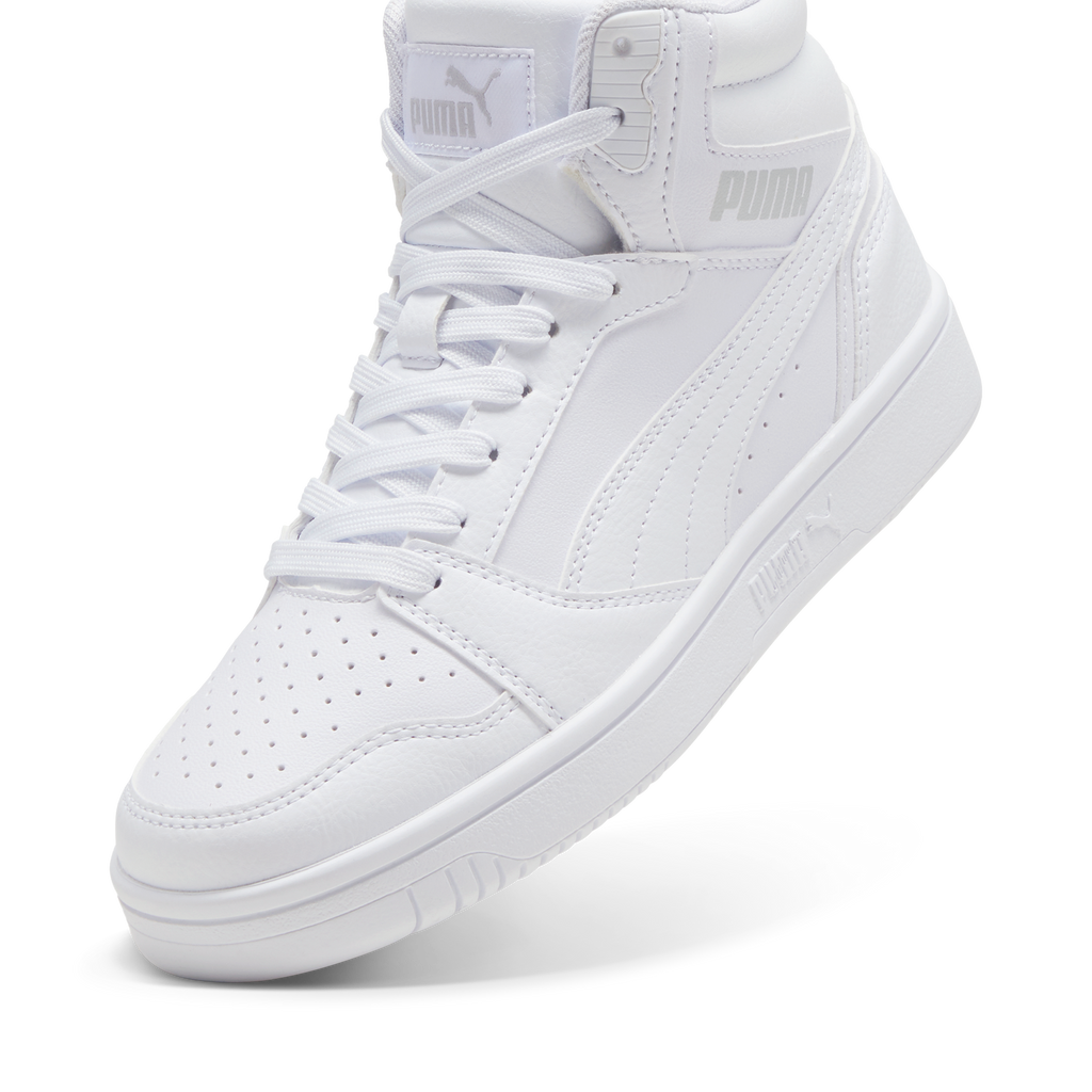 Sneakers alte bianche da ragazzo Puma Rebound v6 Mid Jr