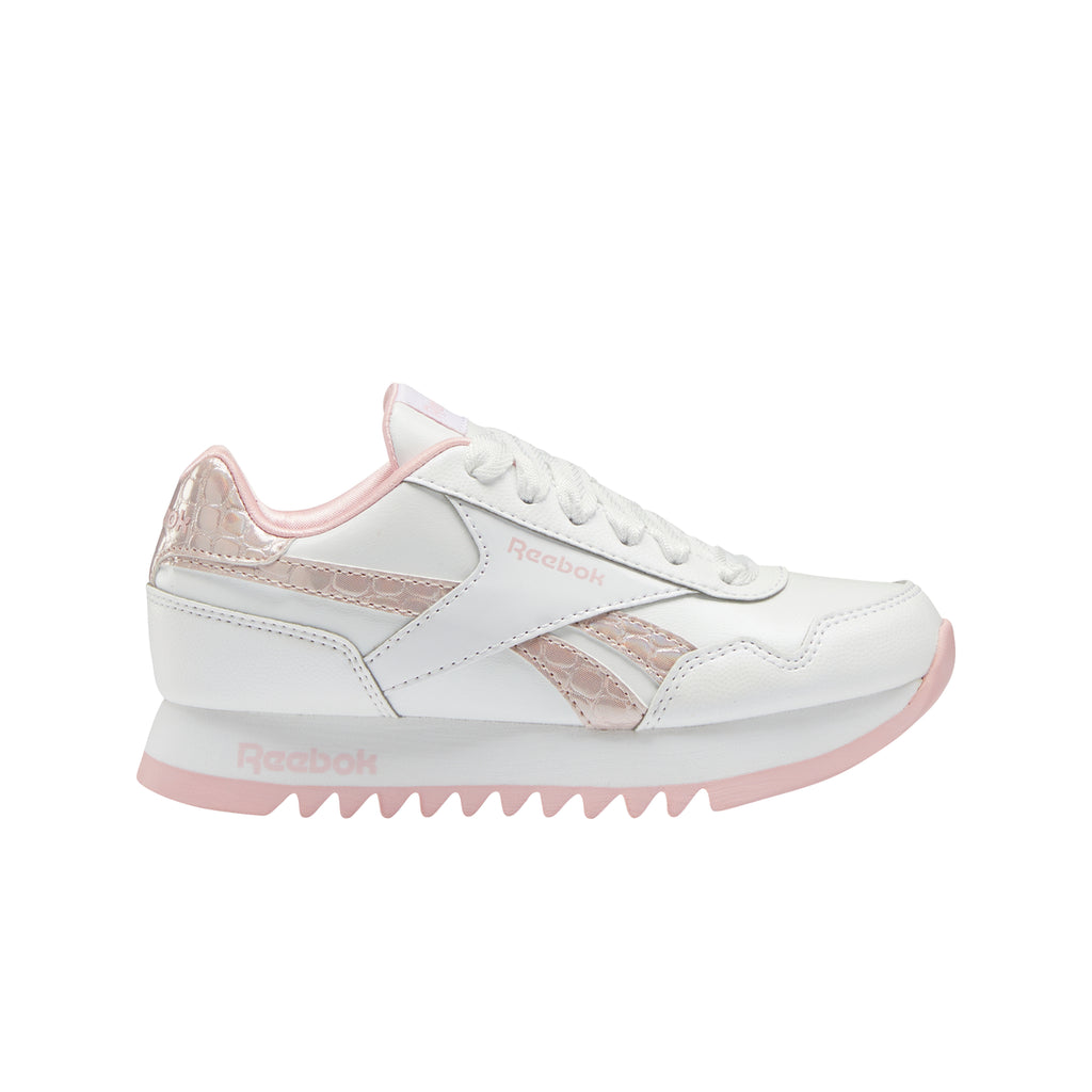 Scarpe da ginnastica bianche da ragazza con dettagli rosa Reebok Royal Classic Jogger 3 Platform