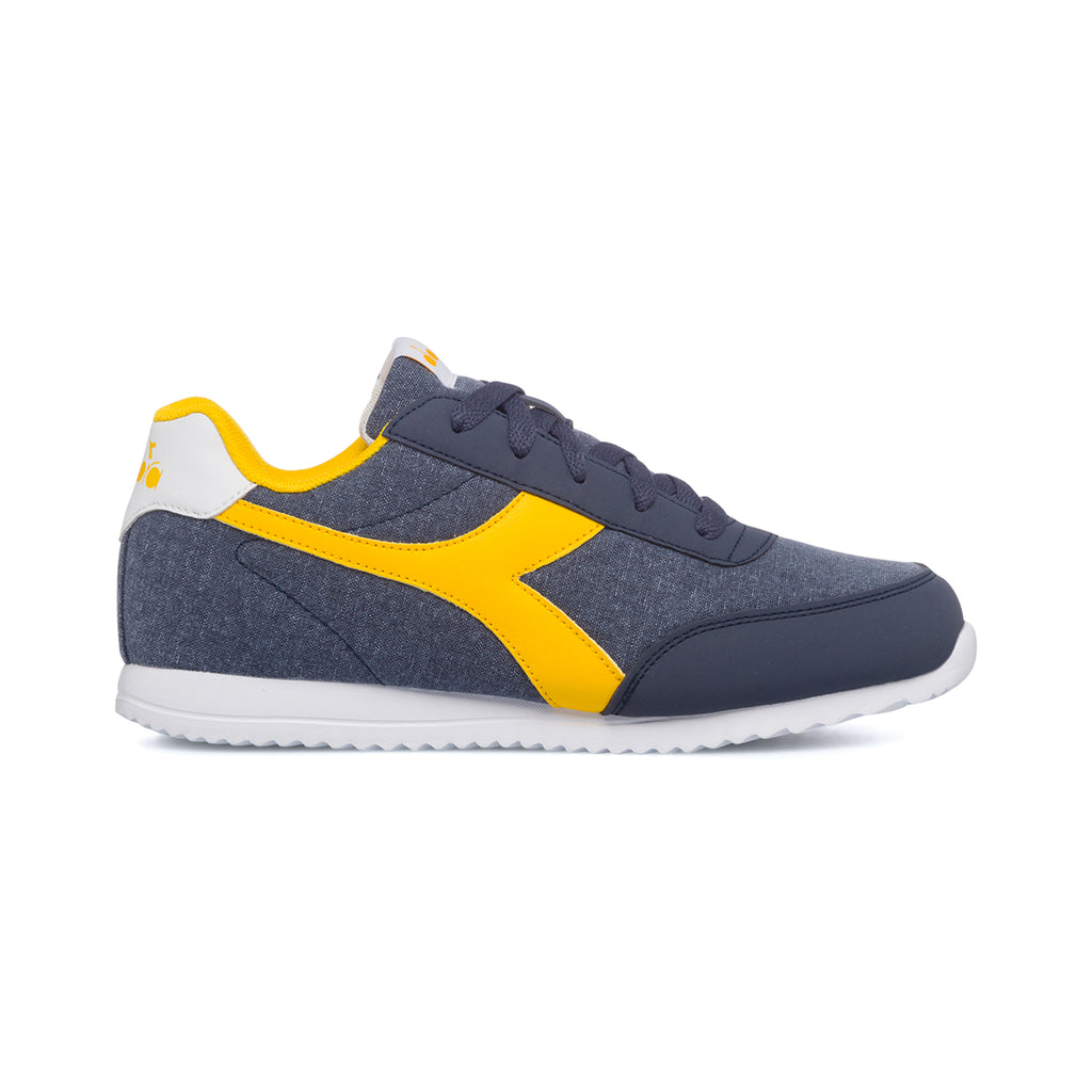 Scarpe da ginnastica blu da ragazzo con logo laterale a contrasto Diadora Jog Light Gs