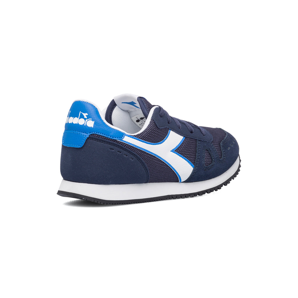 Scarpe da ginnastica blu da ragazzo con logo laterale a contrasto Diadora Simple Run Gs