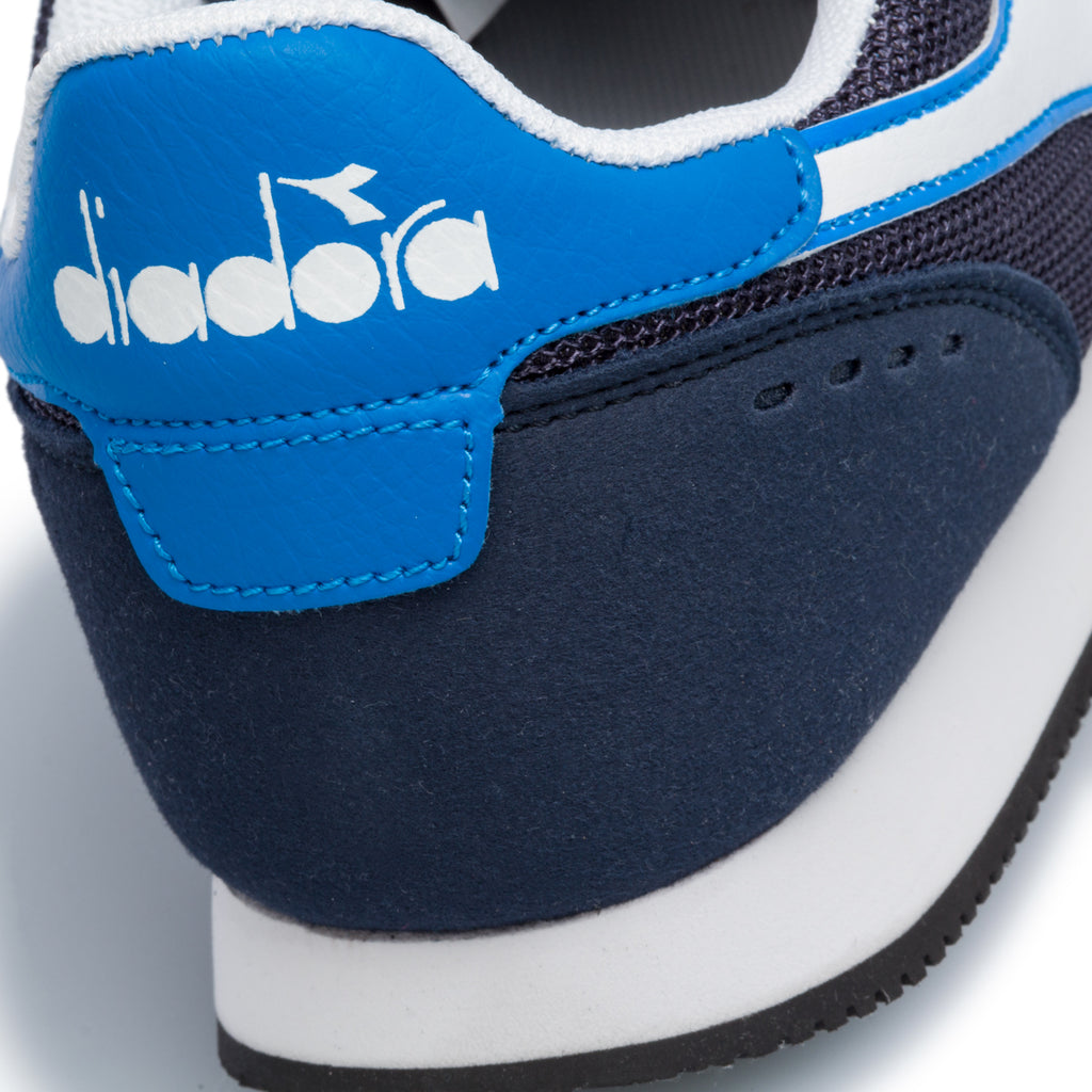 Scarpe da ginnastica blu da ragazzo con logo laterale a contrasto Diadora Simple Run Gs