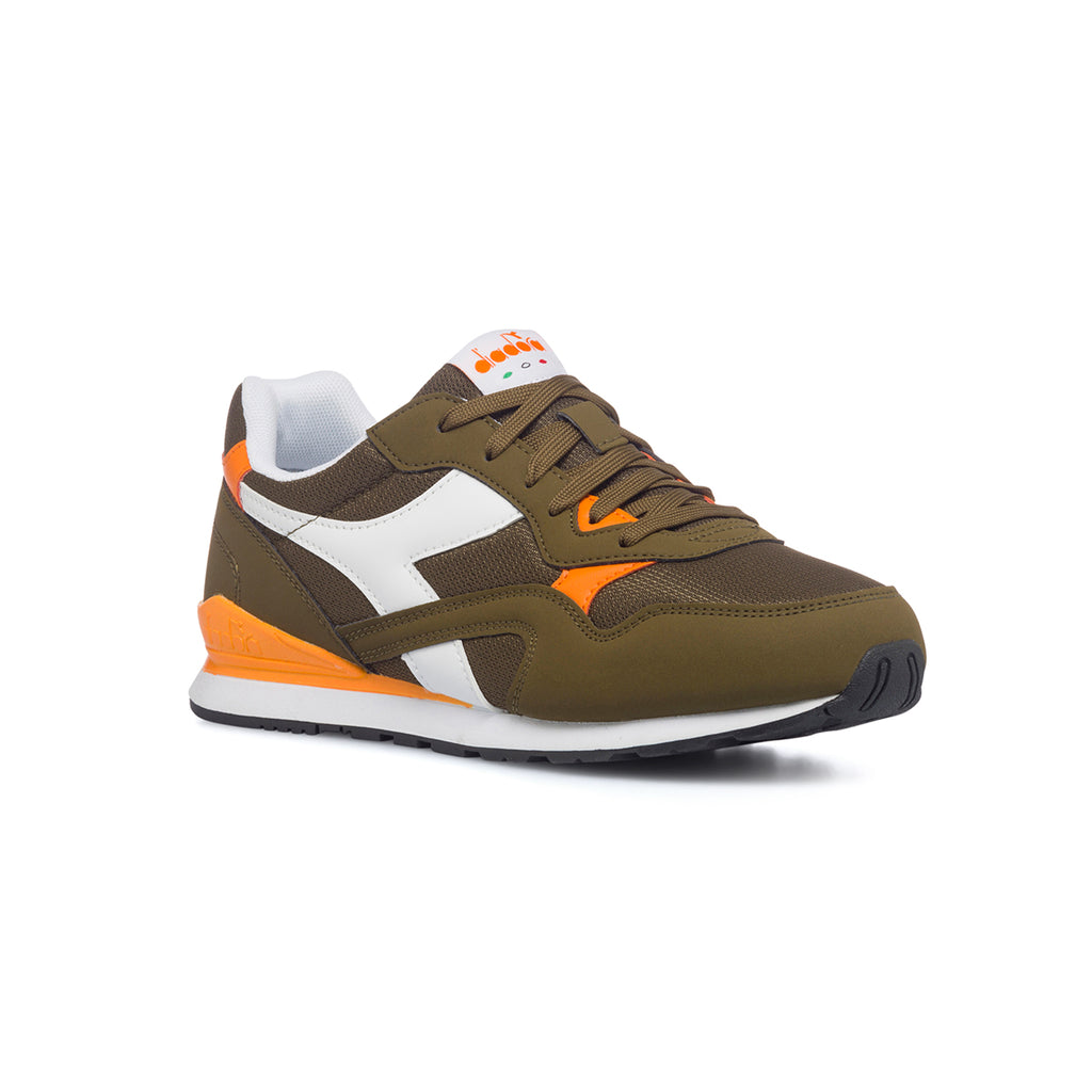 Scarpe da ginnastica verdi da ragazzo con logo laterale a contrasto Diadora N.92 Gs