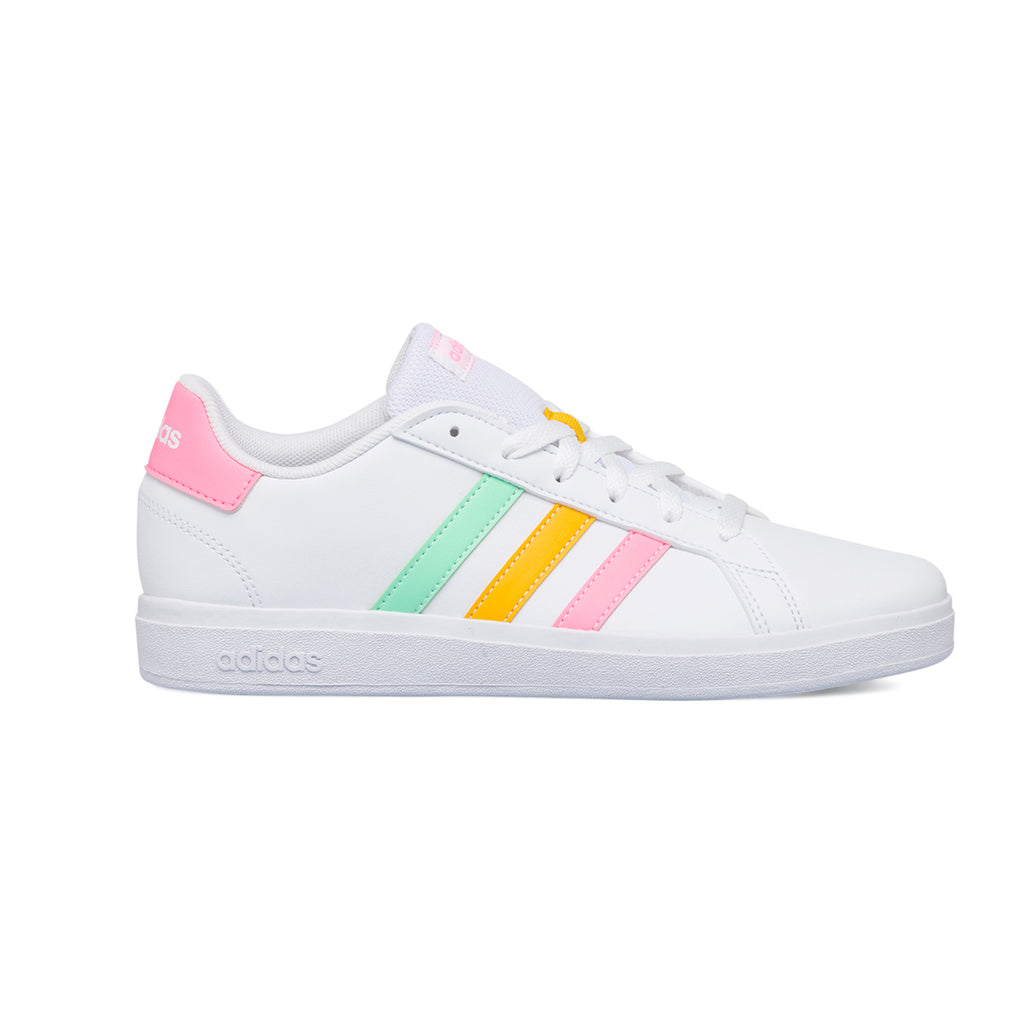 Sneakers bianche da ragazza con strisce arcobaleno adidas Grand Court 2.0 K