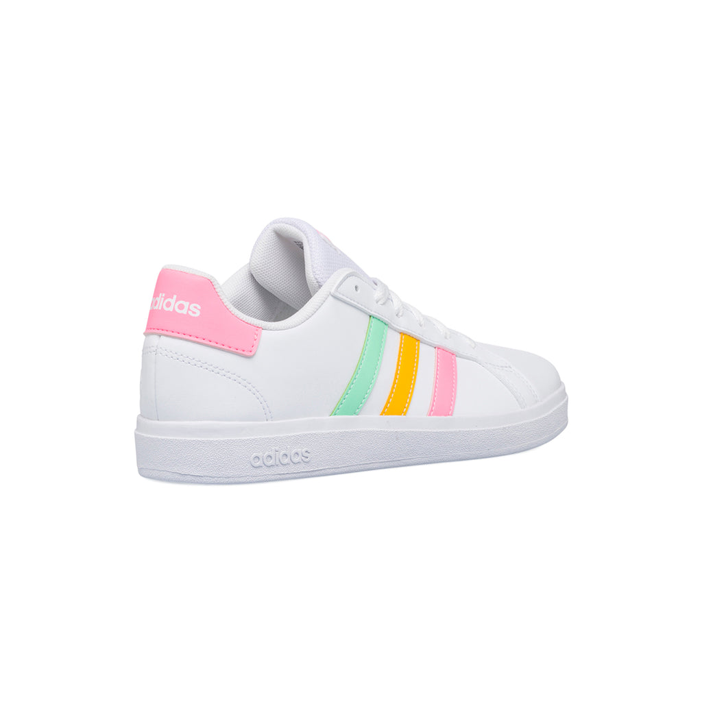 Sneakers bianche da ragazza con strisce arcobaleno adidas Grand Court 2.0 K