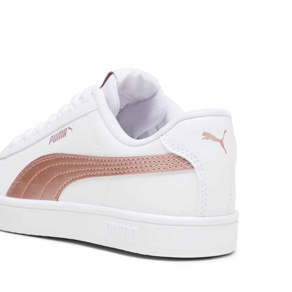 Sneakers bianche da ragazza con decorazioni oro rosa Puma Rickie Classic Jr