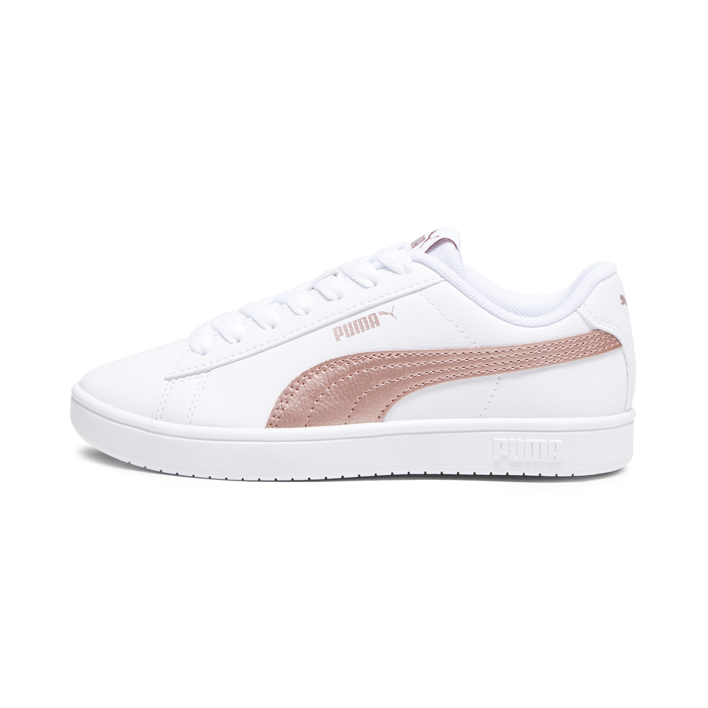 Sneakers bianche da ragazza con decorazioni oro rosa Puma Rickie Classic Jr