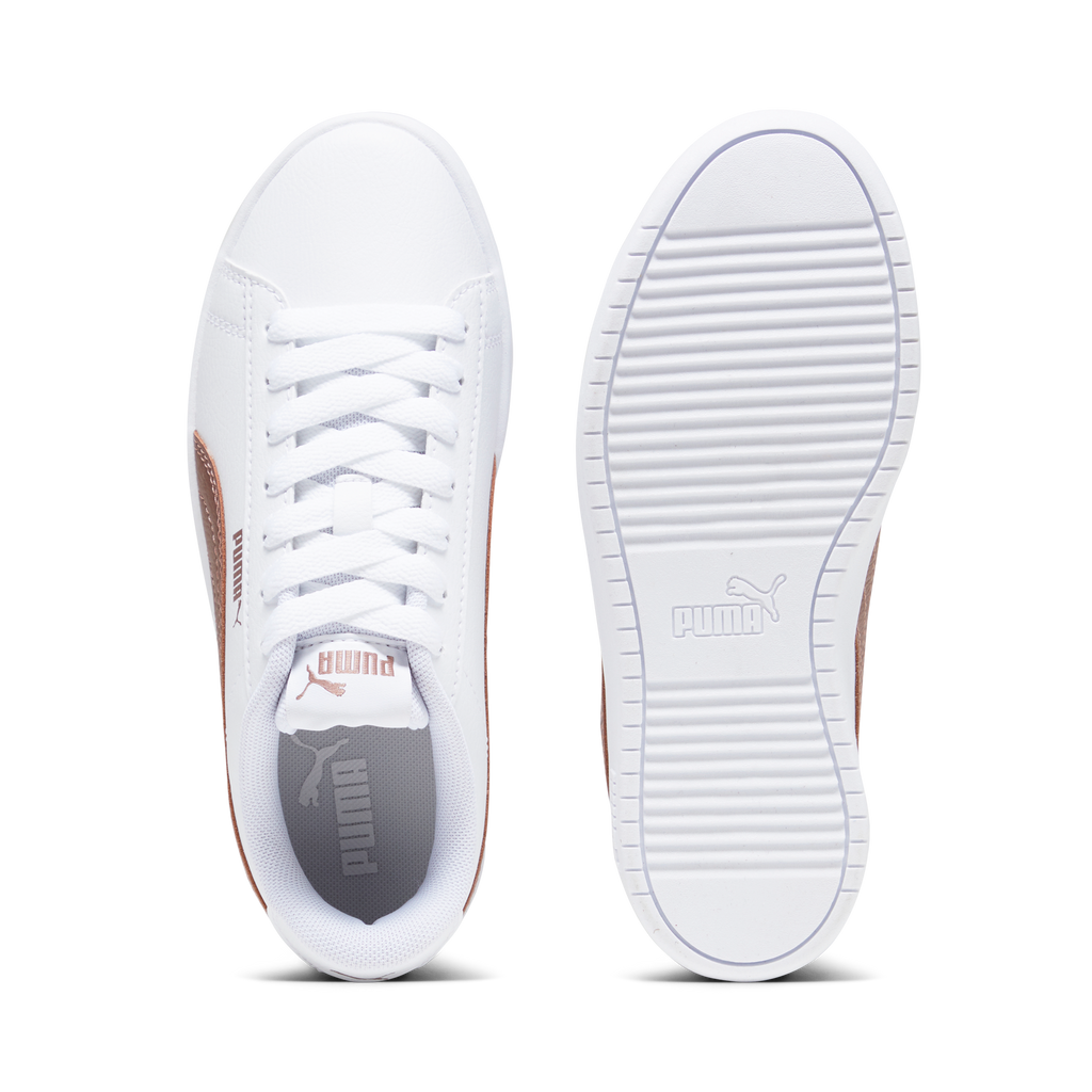 Sneakers bianche da ragazza con decorazioni oro rosa Puma Rickie Classic Jr