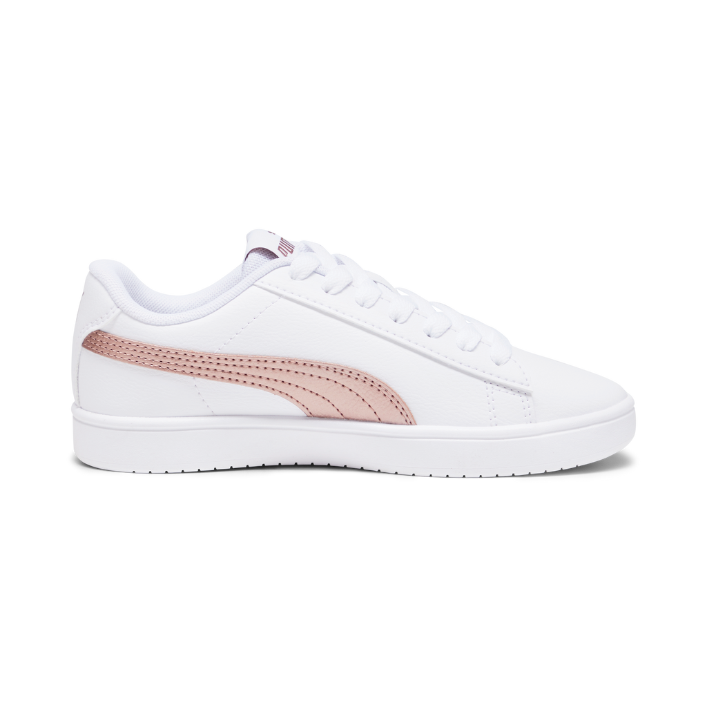 Sneakers bianche da ragazza con decorazioni oro rosa Puma Rickie Classic Jr