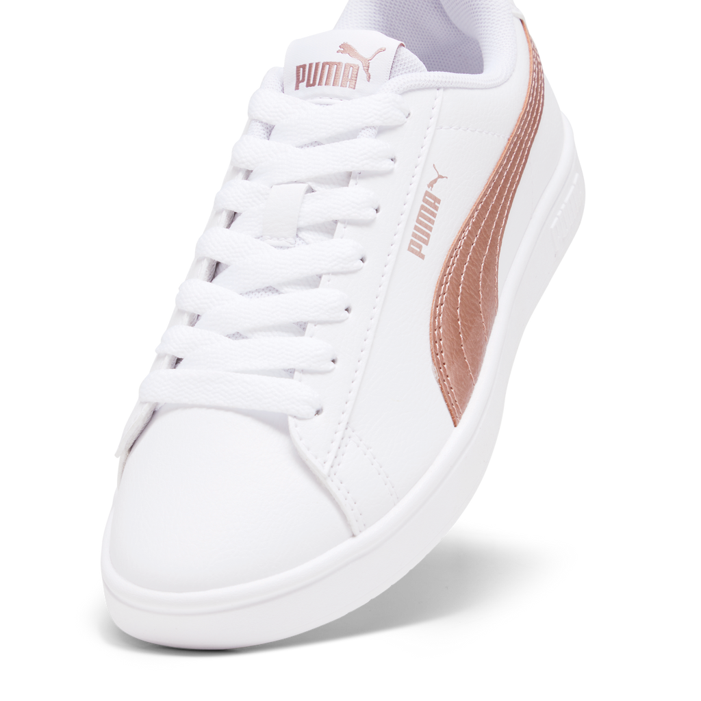 Sneakers bianche da ragazza con decorazioni oro rosa Puma Rickie Classic Jr