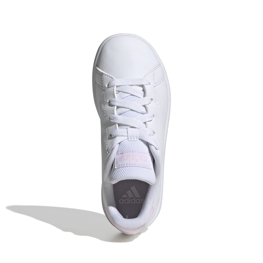 Sneakers bianche da ragazza con strisce traforate adidas Advantage K