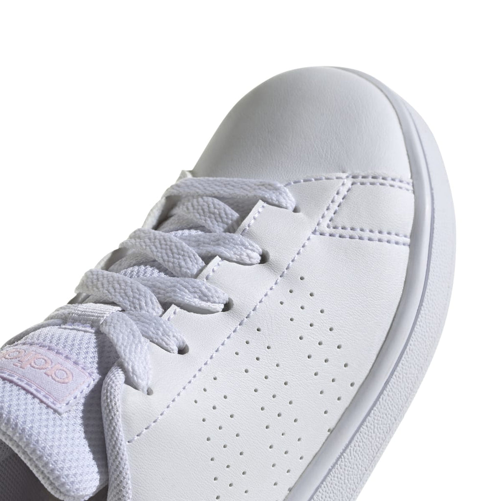 Sneakers bianche da ragazza con strisce traforate adidas Advantage K