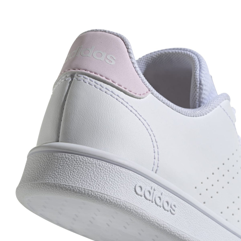 Sneakers bianche da ragazza con strisce traforate adidas Advantage K