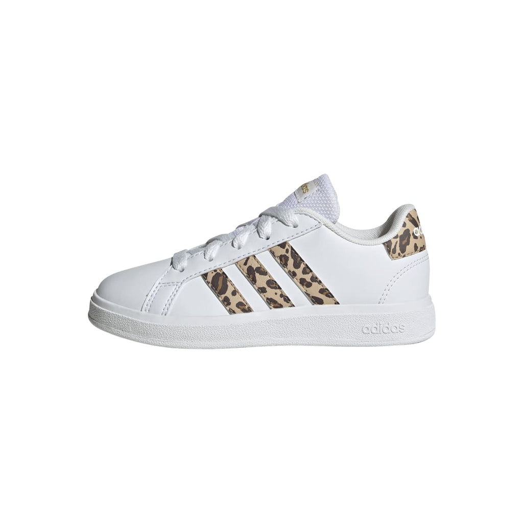 Sneakers bianche da ragazza con strisce animalier adidas Grand Court 2.0 K