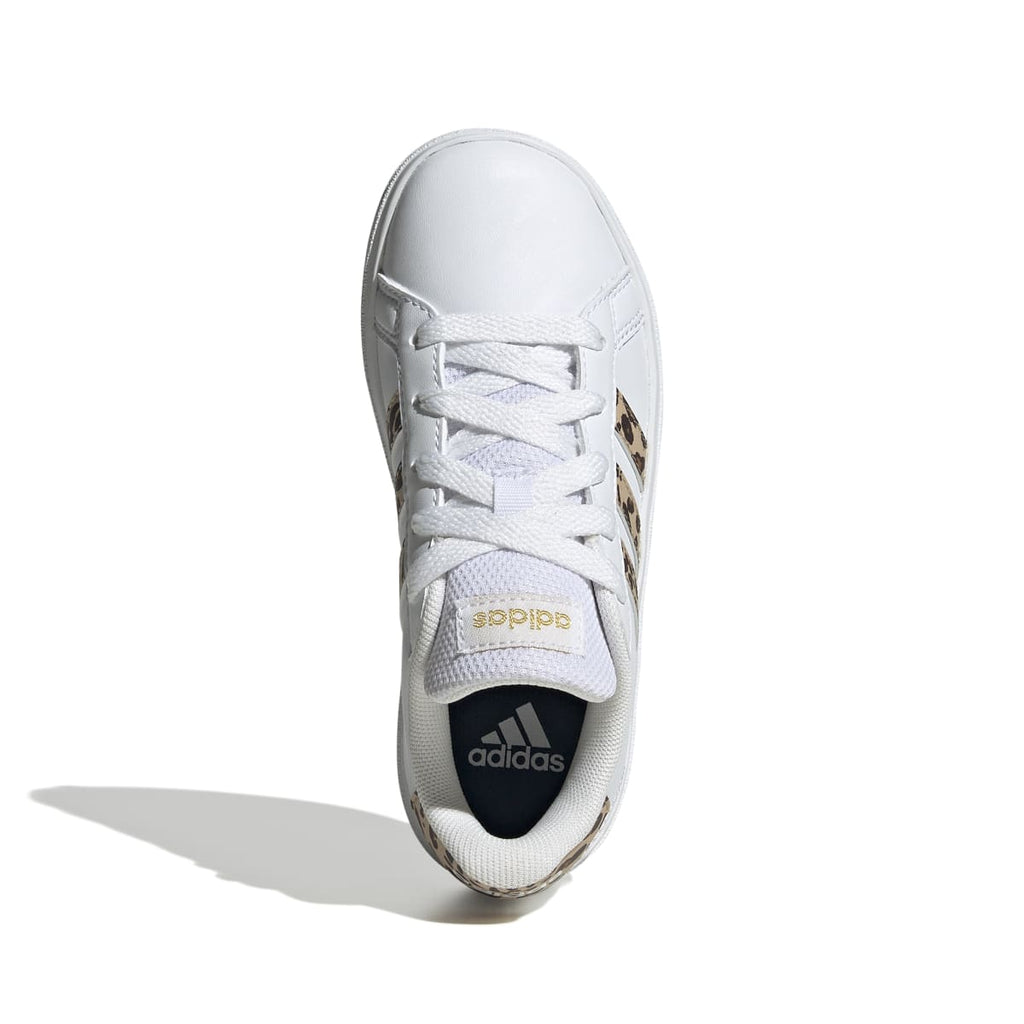 Sneakers bianche da ragazza con strisce animalier adidas Grand Court 2.0 K