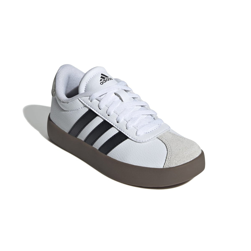 Sneakers bianche da ragazzo con strisce nere adidas VL Court 3.0 K