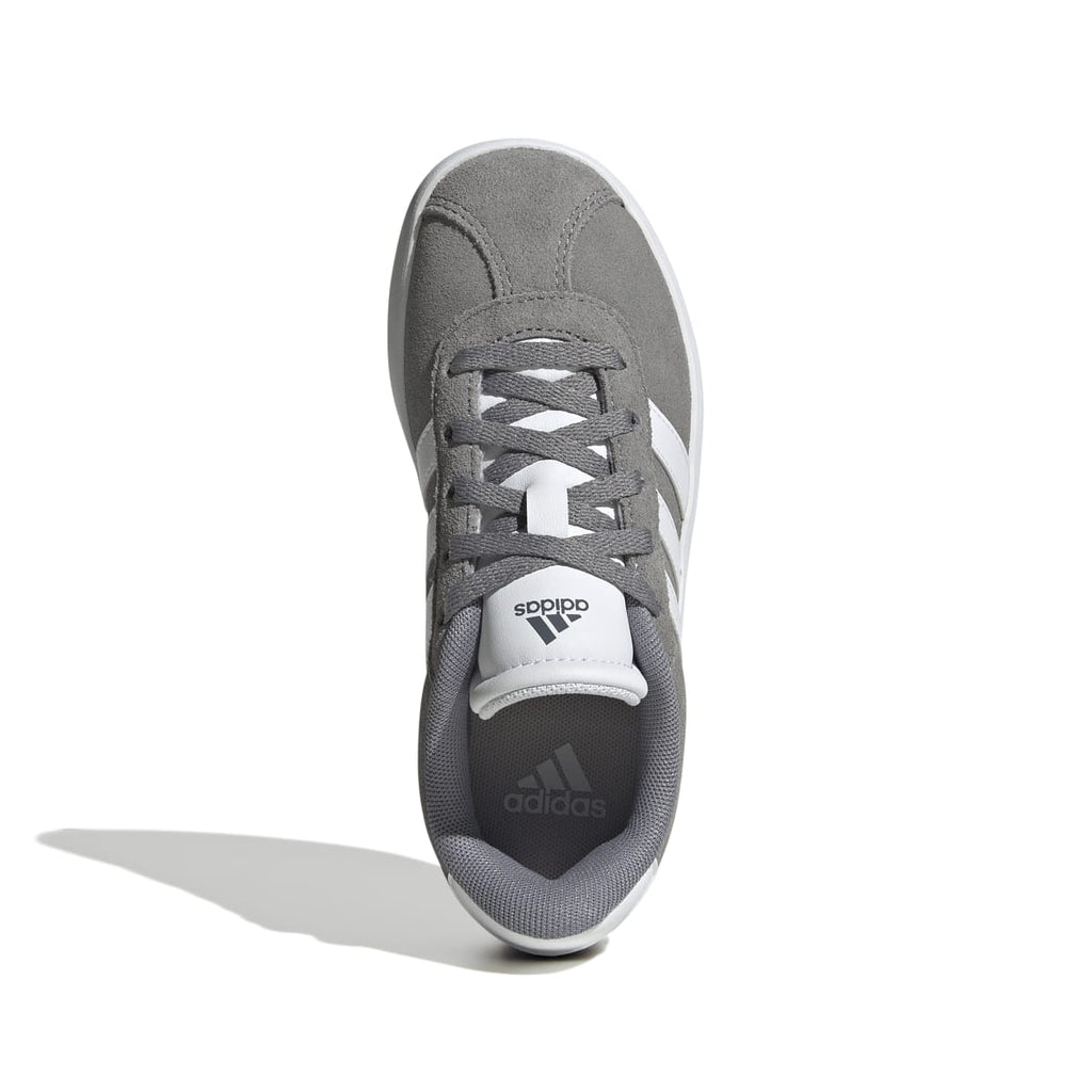 Sneakers grigie da ragazzo con strisce bianche adidas VL Court 3.0 K
