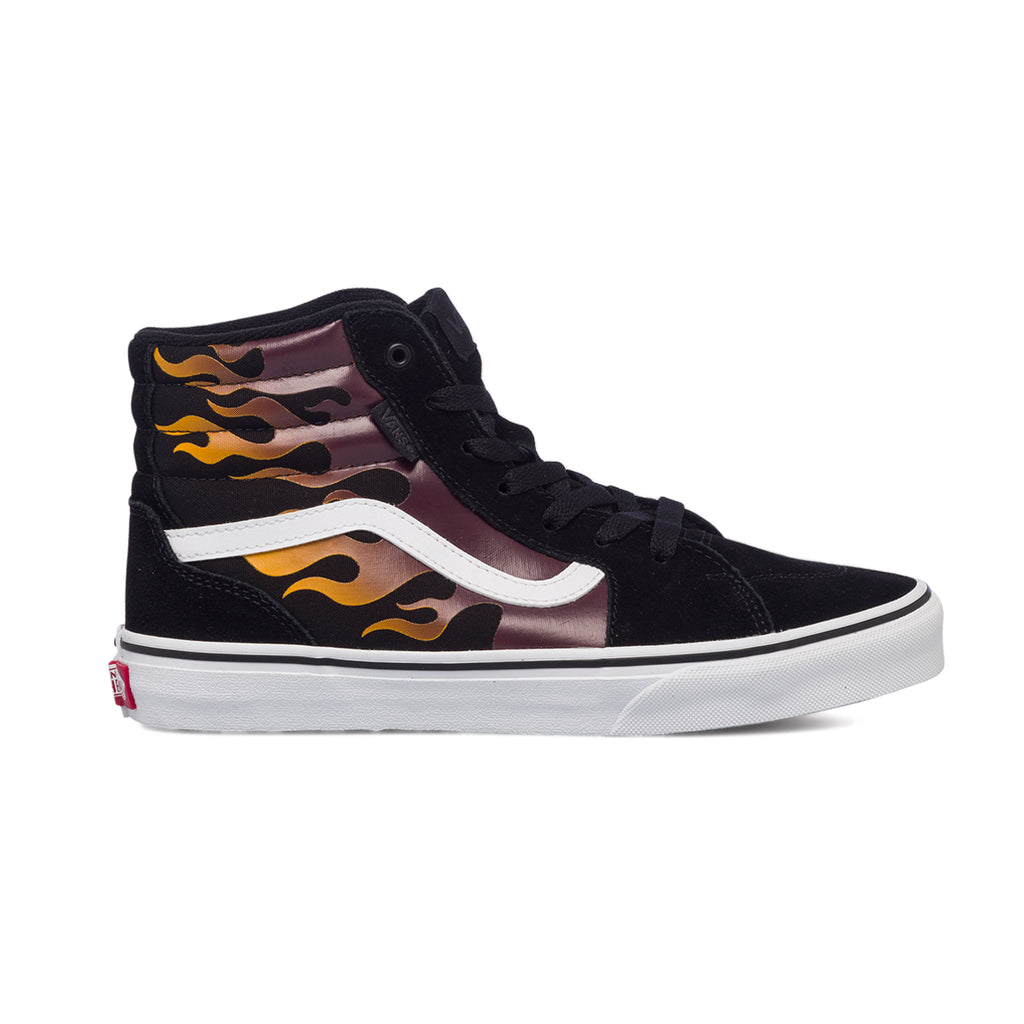 Sneakers alte nere da ragazzo con fiamma sul lato Vans Filmore Hi Fladed Flame