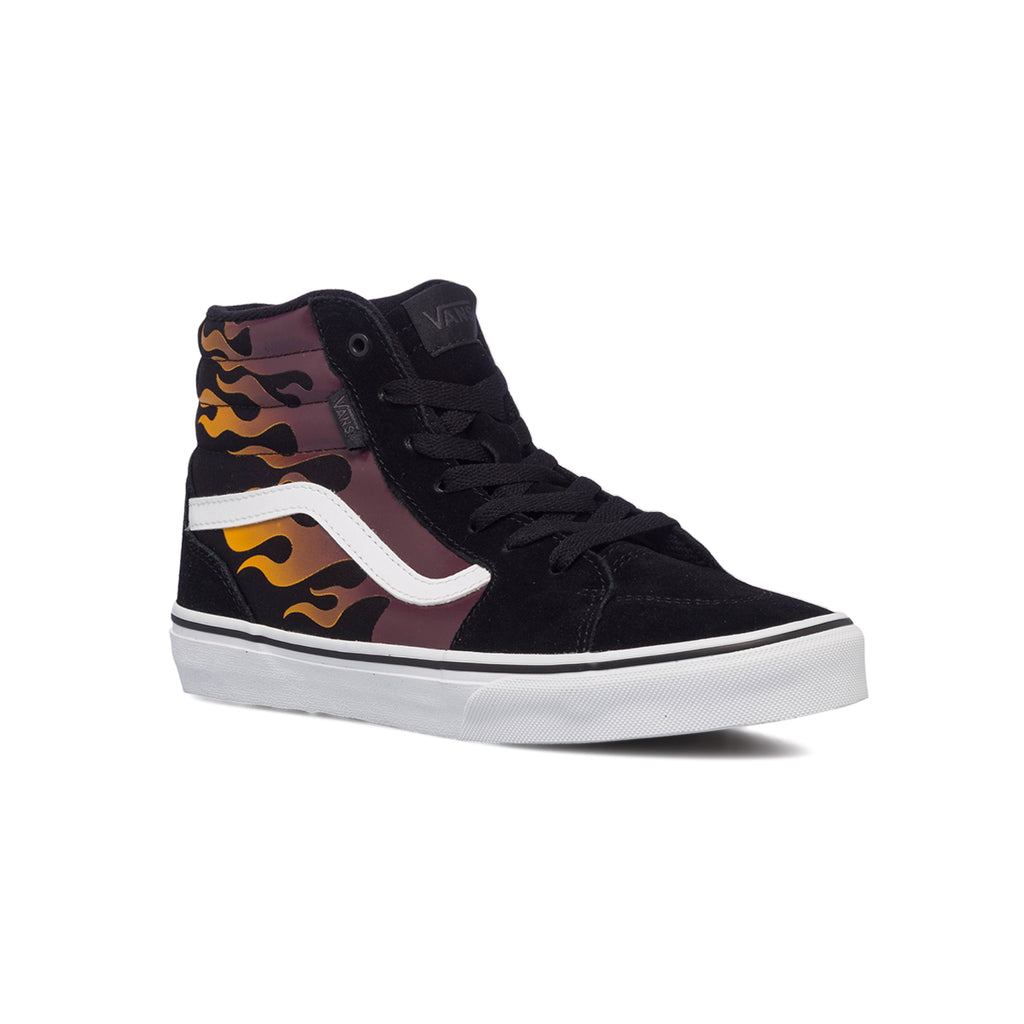 Sneakers alte nere da ragazzo con fiamma sul lato Vans Filmore Hi Fladed Flame