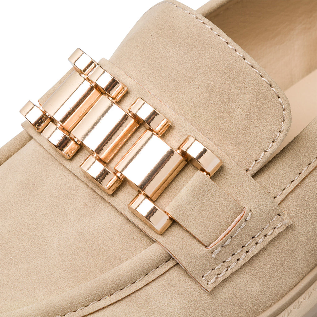 Mocassini taupe da donna con suola chunky e morsetto Swish Jeans