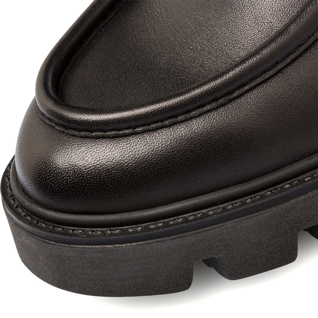 Mocassini chunky neri in pelle da donna con morsetto Primopiano