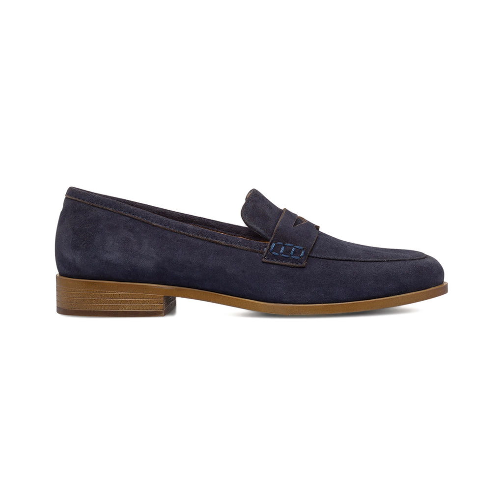 Mocassini blu navy in pelle scamosciata da donna P Essentials